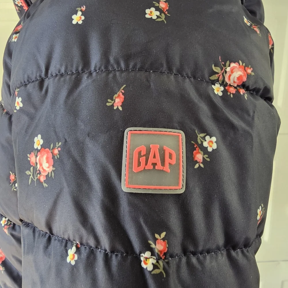 GAP Kids XL Floral Puffer Jacket Hooded Sherpa Lined Winter Coat Cottagecore - Picture 4 of 9